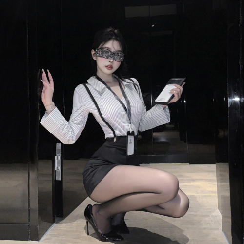 性感气质职场秘书纯欲御姐OL老师办公室制服套装紧身背带包臀裙