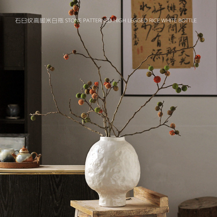 白色法式in陶瓷花瓶水培插花中古风家居开运大肚罐花器摆件图片