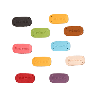 菲菲姐家真皮皮标DIY围巾帽子手缝装饰头层皮标铆钉款包包配件