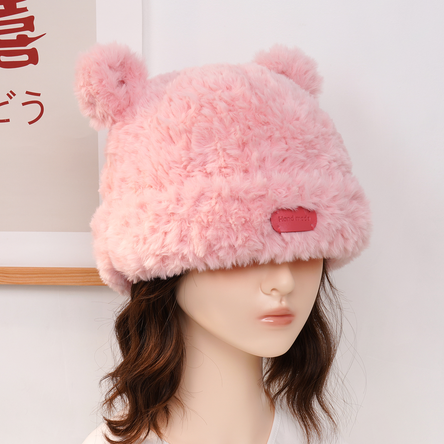 菲菲姐家可爱熊耳朵钩针皮草帽材料包显脸小秋冬护耳保暖儿童成人