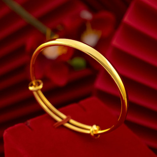 简约手饰厂家 越南沙金圆肚光面推拉手镯手环镀24K金女士时尚