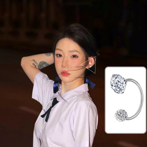 小婉同款双钻耳蜗钉S925银耳钉