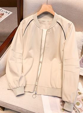 夹克女款短外套2024年春秋新款韩版松紧下摆上衣外套设计感棒球服