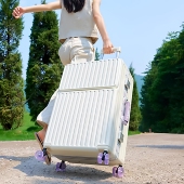 日本SMO 原创行李箱女生高颜值结实24寸铝框密码 拉杆旅行箱男学生