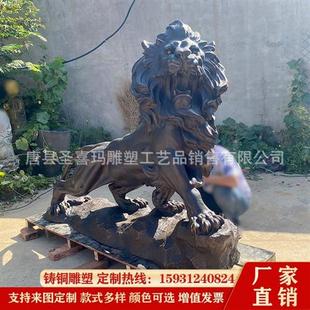 纯铜欧式汇丰狮子雕塑厂家大型铸铜银行门口爬狮站狮西方铜狮子