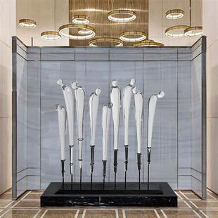 酒店大堂营销中心透明树脂鞠躬迎宾人抽象雕塑落地摆件装饰艺术品