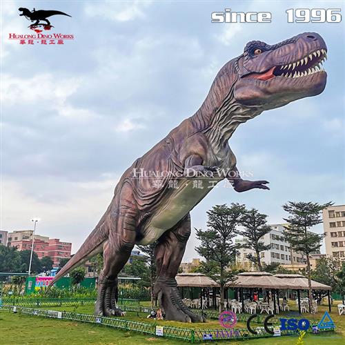 景区引流美陈产品仿真电动恐龙硅胶表皮制作可动可叫亲子恐龙乐园