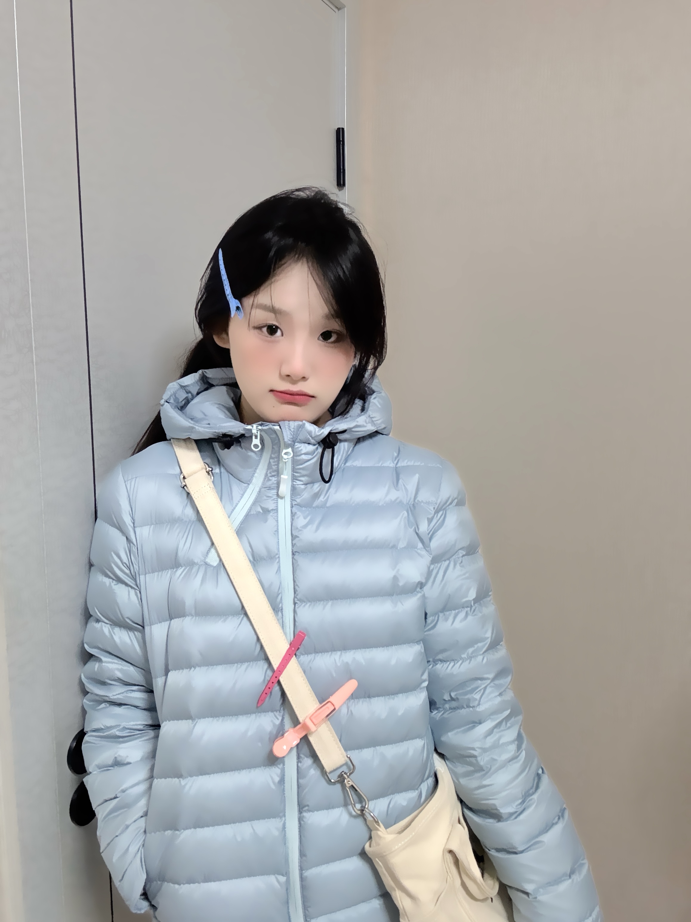 排骨小个子90白鸭绒蓝色羽绒服