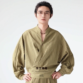 东方雅痞新中式 国风原创绿条纹立领宽袖 通勤长袖 乱山昏 衬衫 男薄