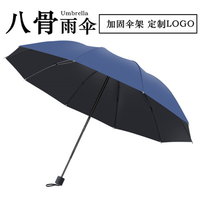 新款创意商务雨伞8骨三加硬印字