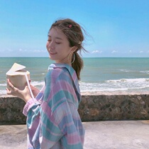 Summer Chiffon women's 2020 New Pink Long Sleeve westernized thin top coat Plaid Shirt women's clothes