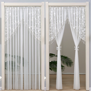 门帘2025新款 饰短帘 高档免打孔法式 蕾丝隔断帘纱帘卧室房间家用装