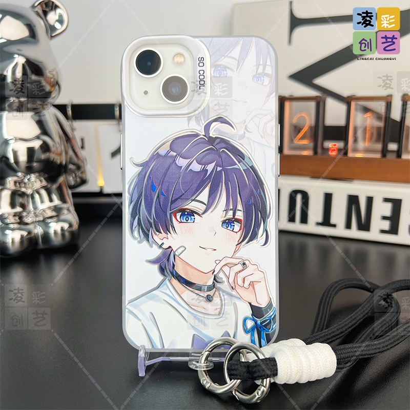 凌彩创艺适用苹果15promax手机壳小米14oppo华为vivoiqoo12红米k70一加ace3二次元原神周边少年散兵IMD透银壳