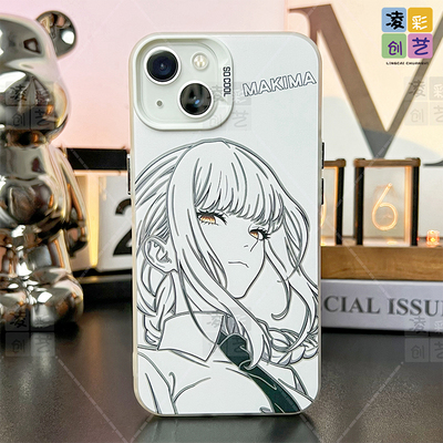 凌彩创艺动漫电锯人线稿玛奇玛手机壳适用苹果16promax华为vivoiqoo13小米15pro一加ace5红米k80proIMD彩银壳