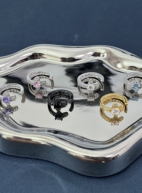 满钻土星轨道开口戒指 开口ins朋克风高精工轻奢晚宴戒指