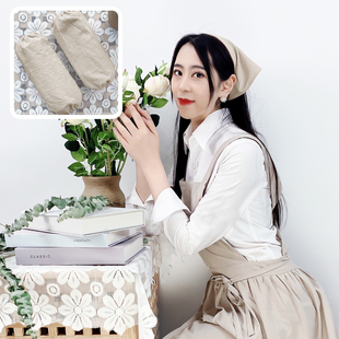 时尚 文艺法式 漂亮复古 套头巾棉麻搭配围裙烘焙透气女韩版 花艺师袖