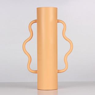 现代艺术花瓶不规则双耳花器客厅样板间插花干花软装饰品玄关摆件