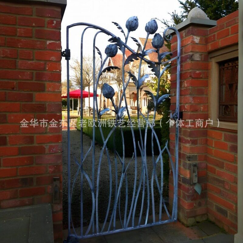 福建铁艺门欧式复古庭院铁艺护栏锻打弯花热镀锌防腐花园小铁门
