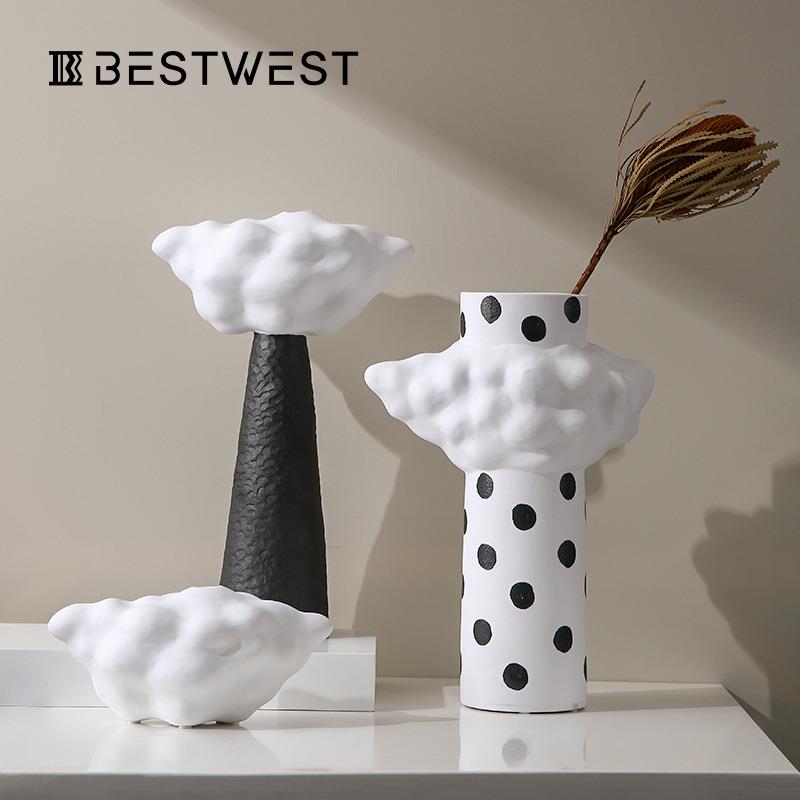 Bestwest后现代陶瓷艺术花瓶摆件门店展厅软装饰品工艺品花器
