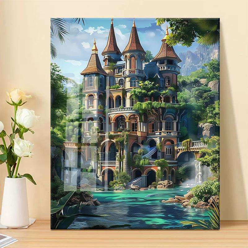 小楼别墅十字绣自己绣2024新款满绣图手工钻石绣卧室小幅