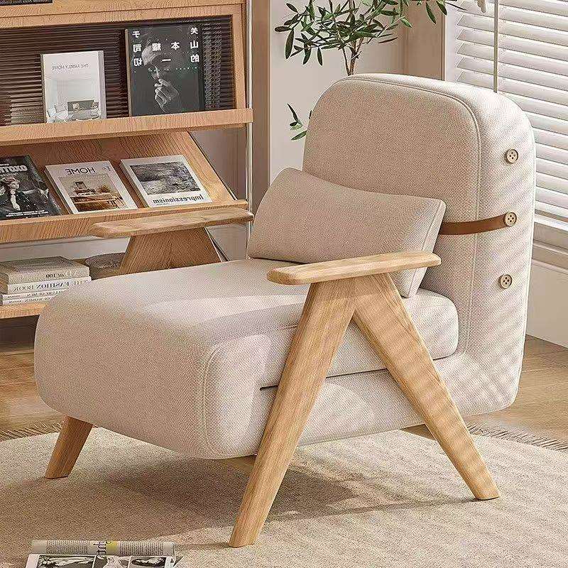 实木懒人沙发床折叠两用多功能小户型家用新款可躺可睡沙发伸缩床