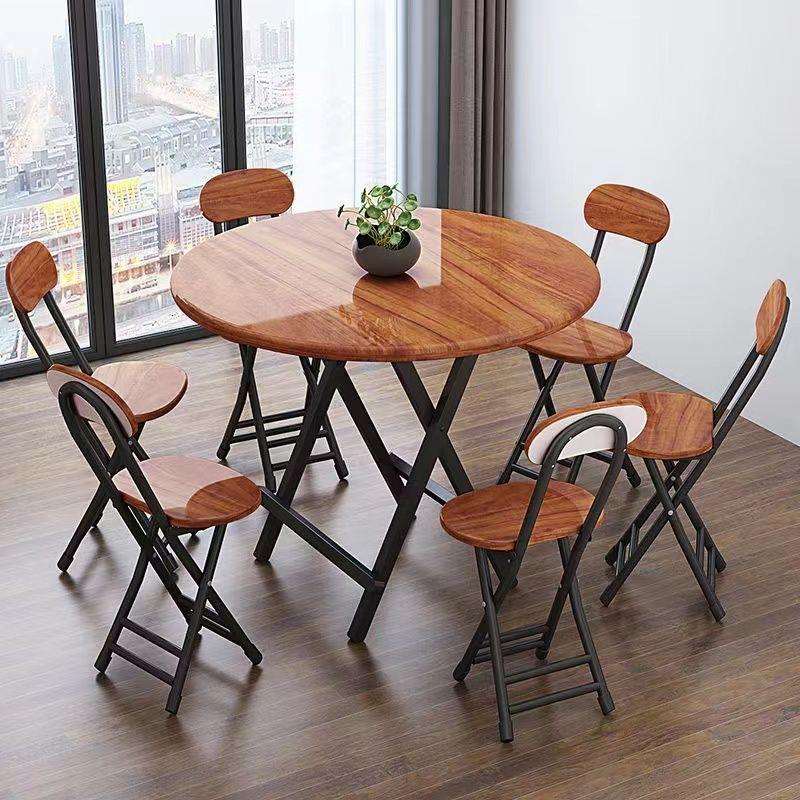 折叠桌家用吃饭简易小户型餐桌椅出租屋宿舍手提圆形折叠桌可折叠