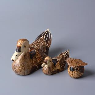 僮烨竹木制品动物模型家居装饰品摆件工艺品茶几玩具摆设道具鸭
