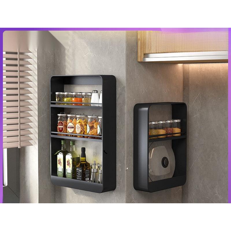 免打孔收纳架卫生间浴室挂架挂墙化妆架厨房调味料多层壁挂置物架