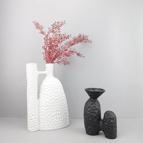 欧式轻奢仿石纹肌理树脂花器摆件样板房客厅茶几电视柜家居装饰品