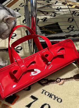 美王定制 cdg网红nia886同款蝴蝶结法棍包现货秒发2025新款