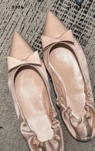 美王定制 龙心同款蝴蝶结一字带玛丽珍鞋子女平底单鞋尖头浅口