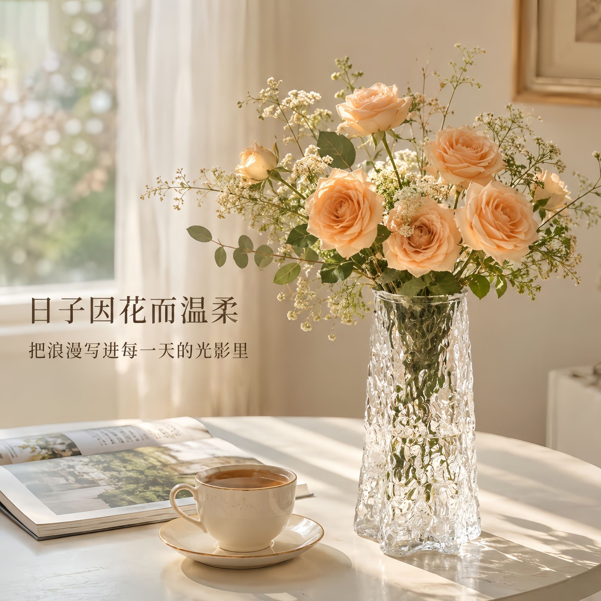 欧式轻奢加厚透明玻璃花瓶旺财图片