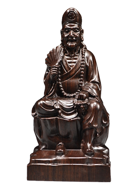 黑檀木雕活佛济公神像摆件