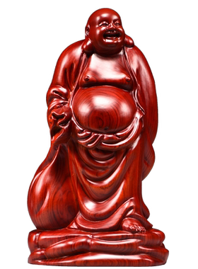 红色木雕弥勒佛像摆件实木大肚笑佛客厅办公室家用玄关红木工艺品