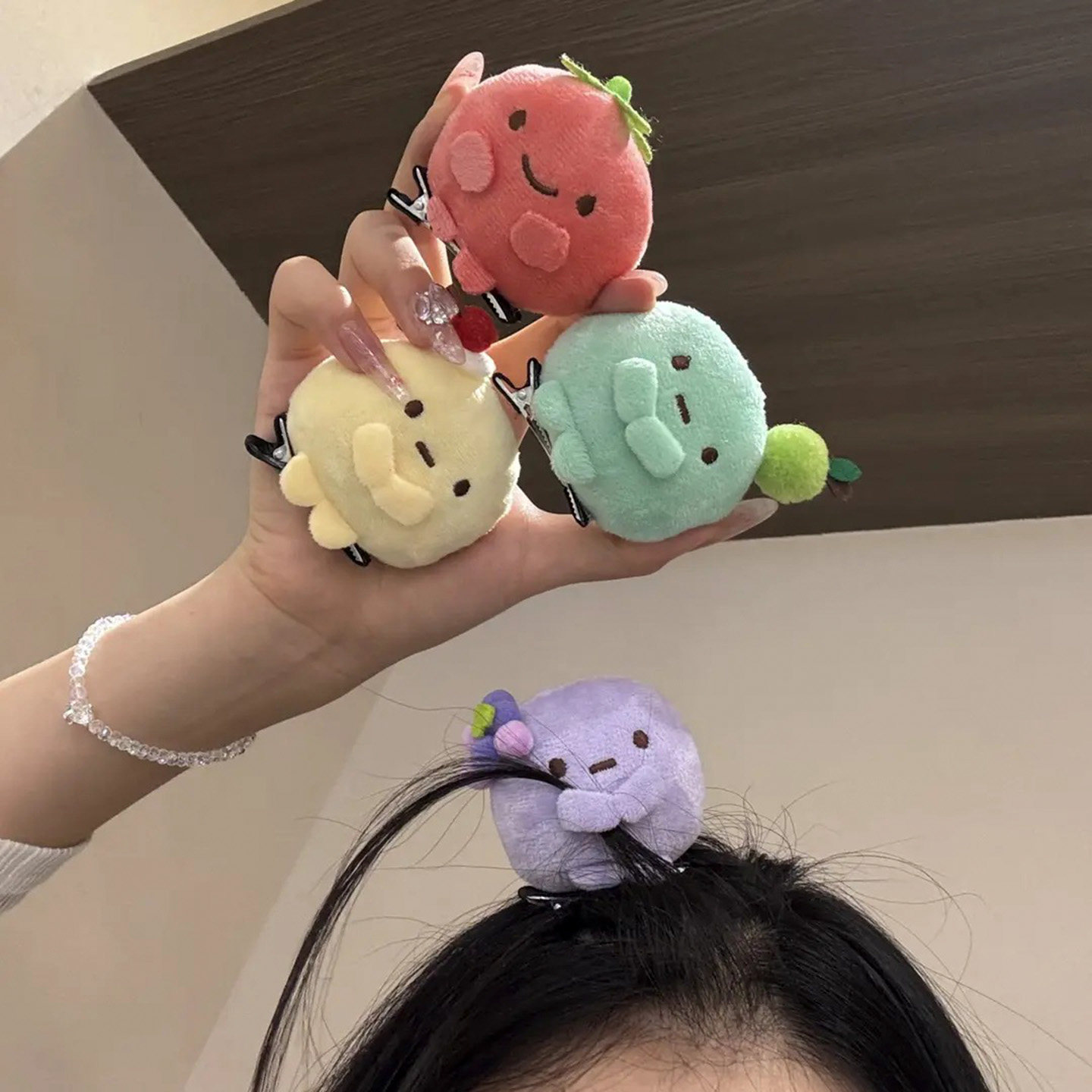 萌趣可爱角落生物圆子发夹日系卡通少女团子刘海夹子毛绒创意顶夹