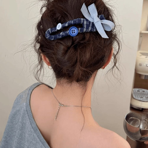 纽扣蝴蝶结不咯头鸭嘴夹女2025新款设计感高级后脑勺鲨鱼夹发饰