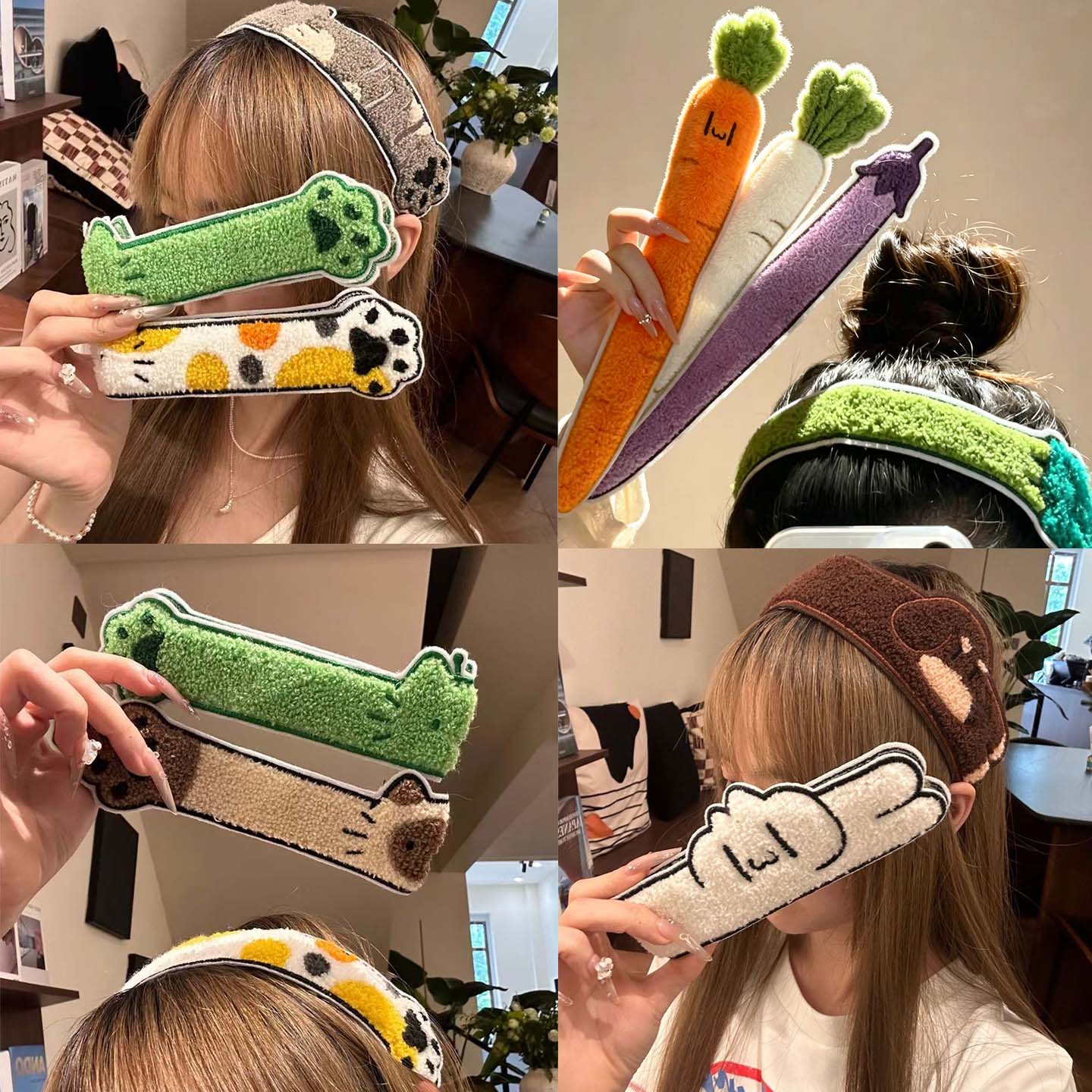 可爱卡通长条动物魔术贴发贴女2026新款不勒头发箍洗脸刘海贴发饰图片