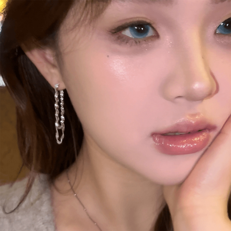 超仙波光粼粼流苏双层耳钉女2025新款爆款设计感小众耳链耳环耳饰