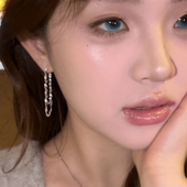 超仙波光粼粼流苏双层耳钉女2025新款 爆款 设计感小众耳链耳环耳饰