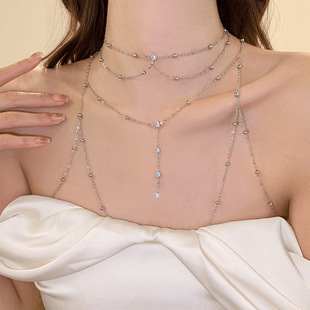 纯欲风胸链胸口镂空项链轻奢小众锁骨链身体链条女锁骨后背链配饰