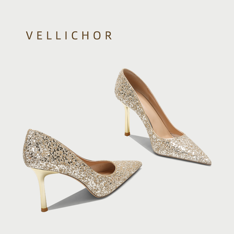 闪粉浅口高跟女士单鞋VELLICHOR