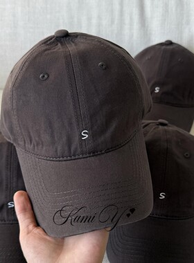 韩版舒适百搭S字母刺绣灰色棒球帽子男女款显脸小宽帽檐鸭舌帽