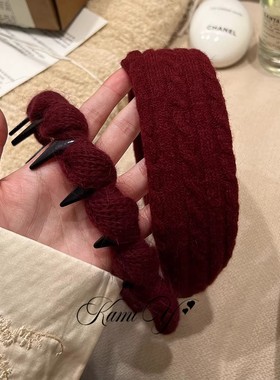 新年氛围感红色针织宽面发箍女高级感显白温柔气质高颅顶发饰秋冬