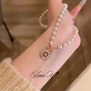 法式 复古OT扣珍珠项链配饰女轻奢高级感锆石纽扣吊坠秋冬毛衣链