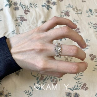KAMI Y设计感不规则繁花戒指女时尚个性轻奢百搭精致高级简约指环