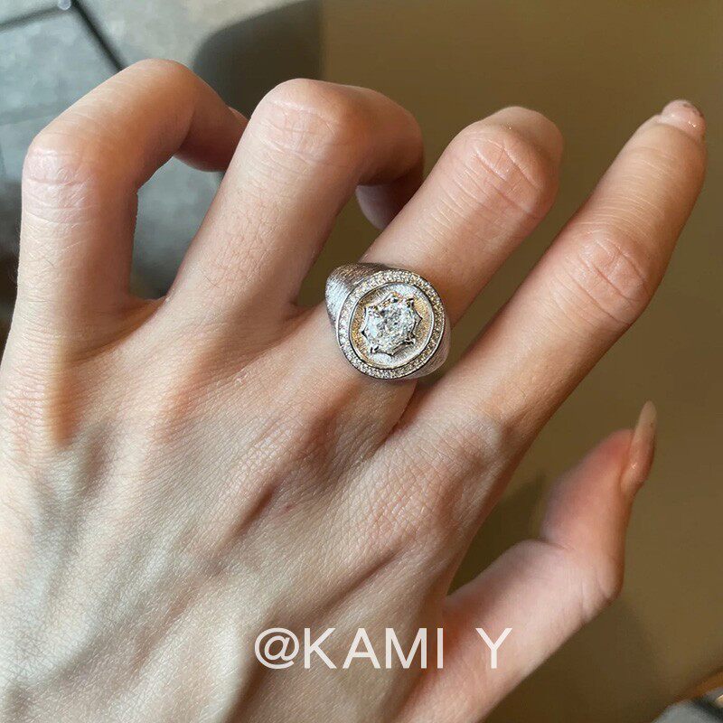 重工八芒星盾牌戒指女图片