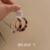 KAMI Y美拉德焦糖色豹纹耳圈女轻奢复古港风百搭气质时尚 高级耳饰