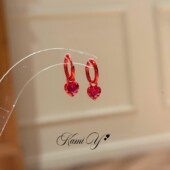 适合过年戴氛围感精致红色爱心吊坠耳环女小众设计气质高级感耳饰