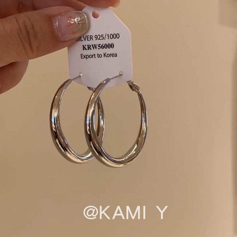 KAMI Y极简冷淡风金属圆圈耳环复古港风百搭精致时尚个性简约耳饰