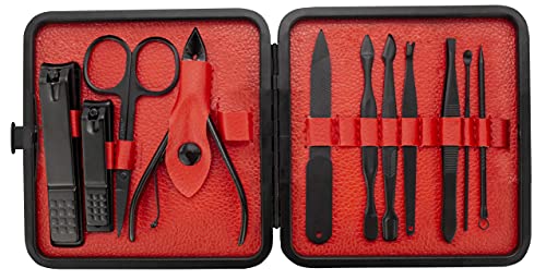 brookstone 12 piece manicure kit  nail clippers set with cas